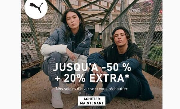 soldes puma 20% supplémentaires sur tous les articles démarqués