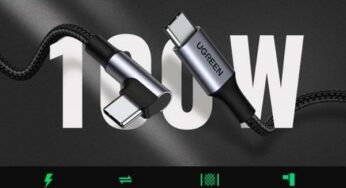 11,89€ câble de 2 mètres USB C vers USB C coudée UGREEN 5A 100W (gaine de protection en nylon tressé)