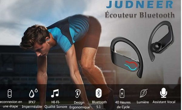 écouteurs sport bluetooth judneer étanche ipx7 hi fi ergonomique