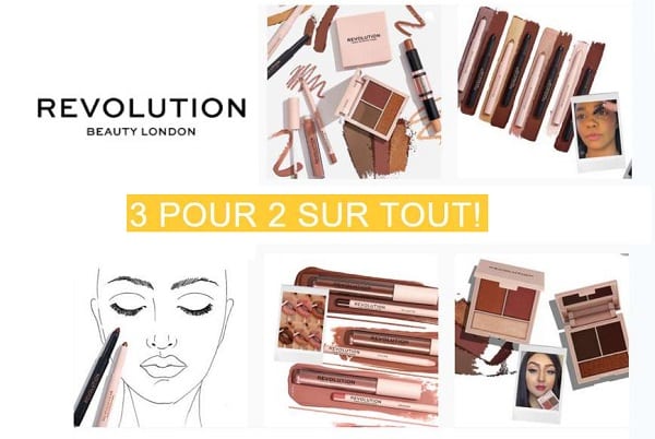 2 produits Revolution Beauty achetés = le troisième offert (maquillage, soin & beauté)