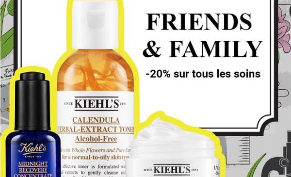 20% de remise sur tous les soins kiehl’s