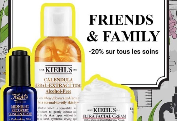 FRIENDS & FAMILY : 20% de remise sur tous les soins Kiehl’s