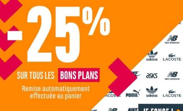 25% de remise supplémentaire sur les bons plans chausport