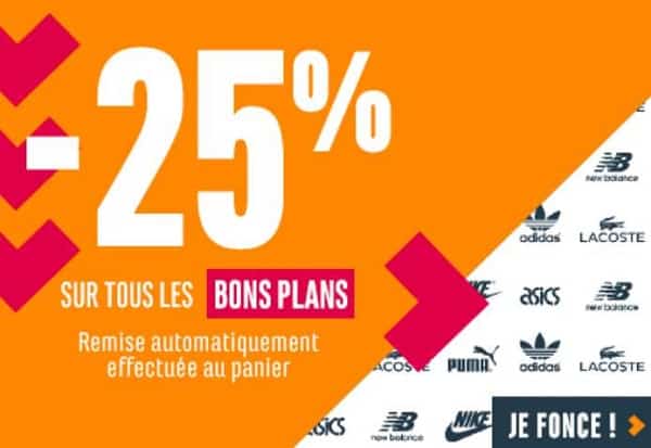 25% de remise supplémentaire sur les bons plans chausport