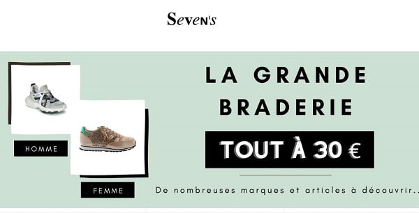 La grande braderie Seven’s : tout à 30€ (baskets Tommy Hilfiger, JOTT, Buffalo, Levi’s…)