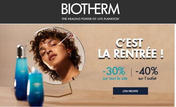 vente privée biotherm 30% sur tout le site et 40% sur l'outlet