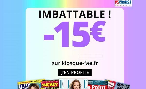 abonnements magazines à prix exceptionnels 15€ de réductions supplémentaire sur plus de 200 titres