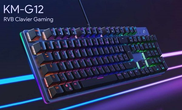 clavier mécanique rétro éclairé gaming aukey 105 touches km g12