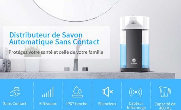 distributeur de savon automatique avec détecteur infrarouge metrans 400ml