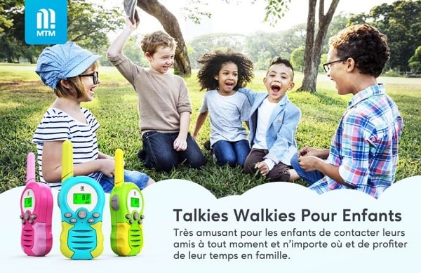 14,99€ le lot de 2 talkiewalkies pour enfant MTM piles incluses (8 canaux, portée 3 kms )