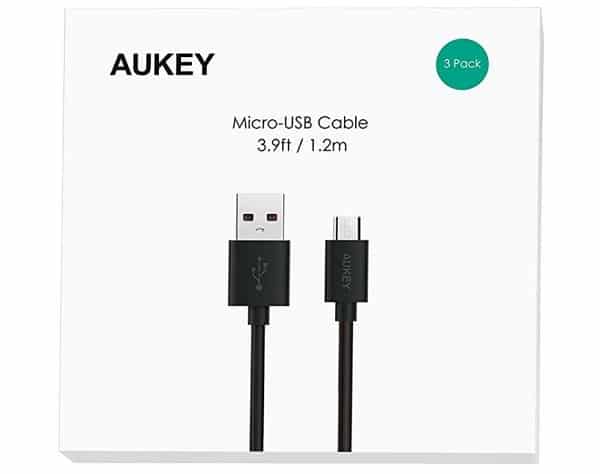 Pas cher : 4,54€ le lot de 3 câbles Micro USB vers USB A Aukey CB-D10 (1,2m)