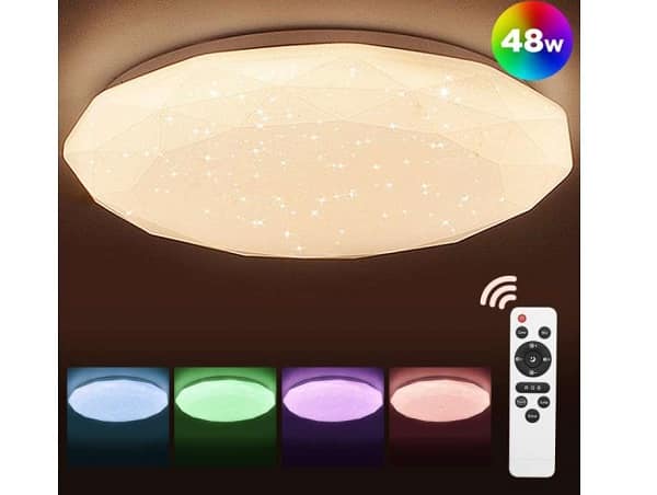 Luminaire : 27,59€ le plafonnier LED Elekin 48W avec télécommande (RGB changement de couleur et chaleur de la lumière)