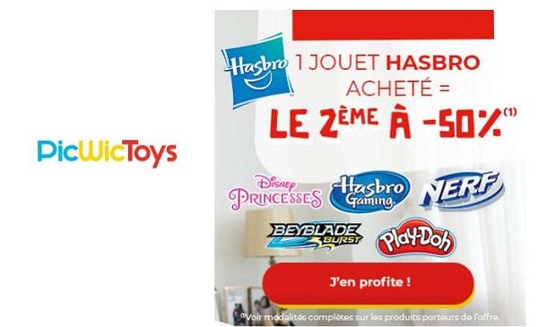 1 jeu ou jouet hasbro acheté = le second moitié prix