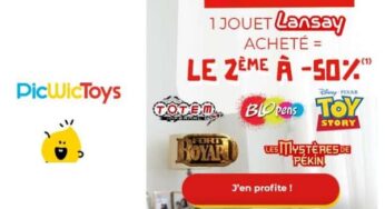 1 jeu ou jouet Lansay acheté = le second moitié prix