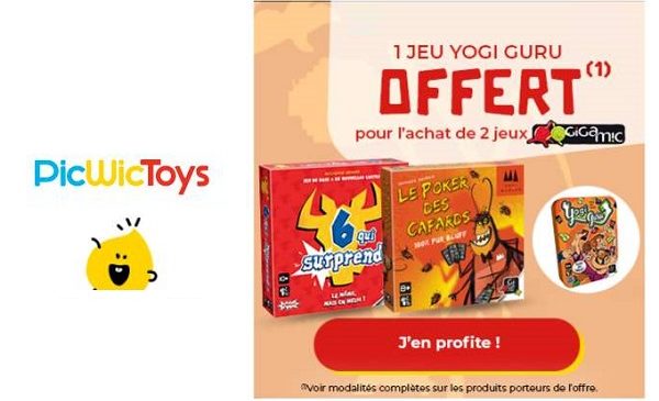 2 jeux gigamic achetés = 1 jeu yogi gurri gigamic offert