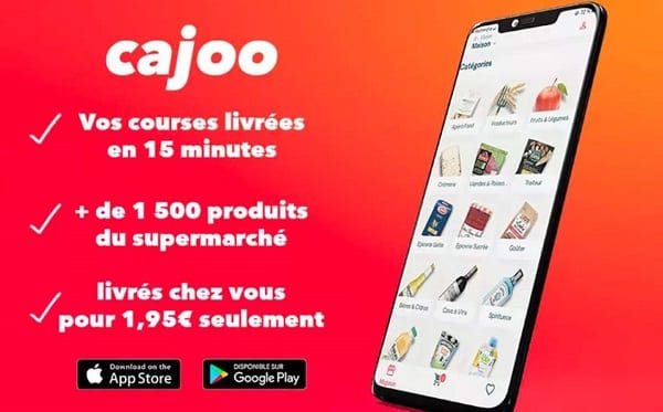 Bon d’achat Cajoo (livraison rapide de courses en ligne) 2€ les 60€ de réduction sur vos 3 premières commandes (3×20€)