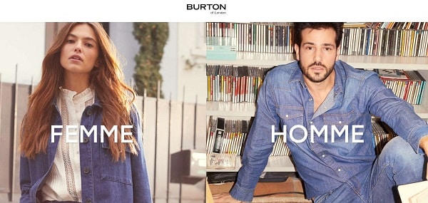 burton of london 20% sur la nouvelle collection 50% sur les fins de collection