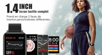 19,99€ montre connectée écran tactile Bozlun P22 (fréquence cardiaque, podomètre, pression artérielle, suivi d’activité, notification…)
