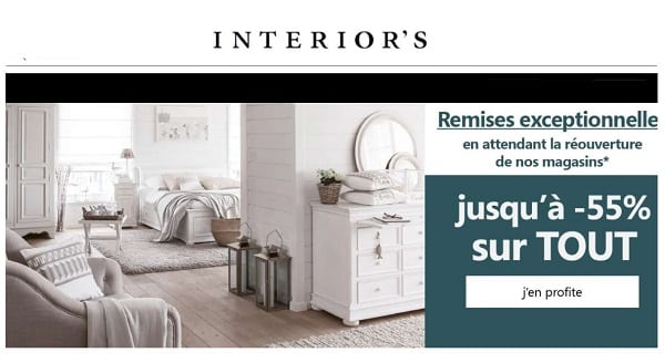 15€ de remise sur votre commande interior's même promotion