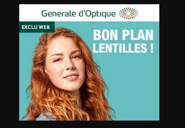 5€ de remise sur un achat de lentilles de contact sur le site de générale d'optique