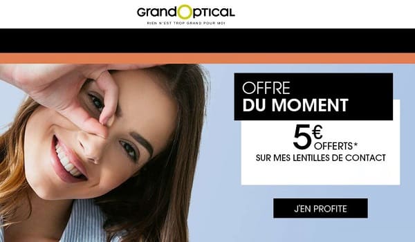 5€ offerts sur vos lentilles de contact achetées sur grandoptical 5€ offerts sur vos lentilles de contact achetées sur grandoptical