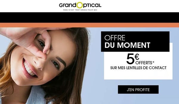 5€ offerts sur vos lentilles de contact achetées sur grandoptical