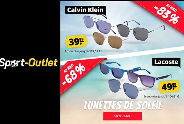 Braderie lunettes de soleil Calvin Klein & Lacoste à partir de 39,99€ sur Sport Outlet