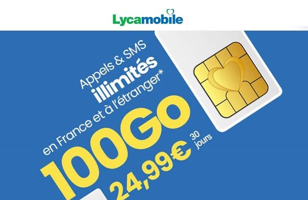 forfait mobile lyca xl 100go 24,99€ avec appels internationaux inclus