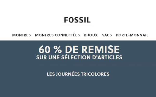 Les journées tricolores de Fossil = 60% de remise sur une sélection d’articles homme et femme (livraison gratuite)