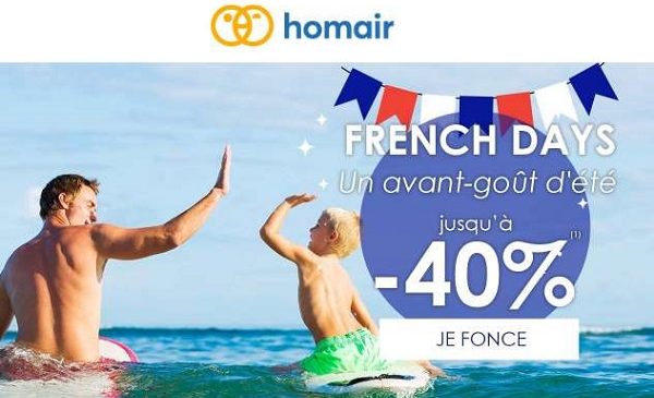Les offres French Days de Homair  : jusqu'à -40% sur vos séjours