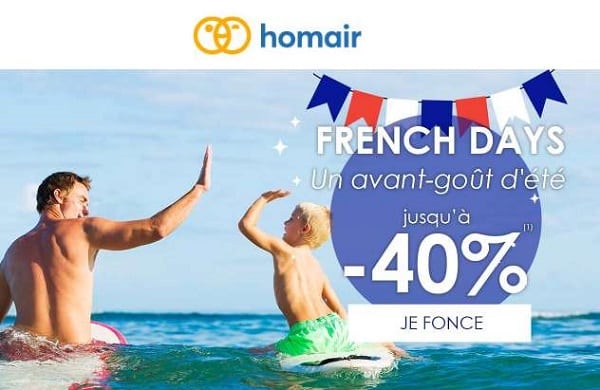 Les offres French Days de Homair  : jusqu’à -40% sur vos séjours