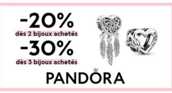 Offre spéciale Pandora : -20 % dès 2 bijoux, -30 % dès 3 bijoux