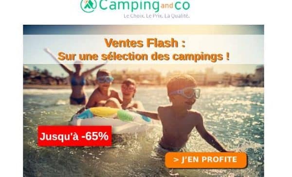 ventes flash campings jusqu'à 65% sur camping and co