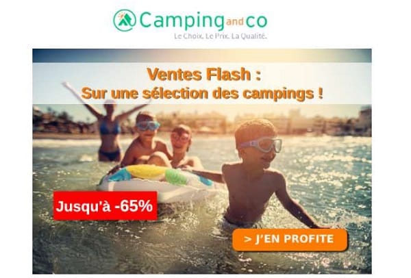 Ventes flash campings jusqu’à -65% sur Camping and Co (location de mobil-home et emplacement)