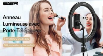 19,99€ anneau lumineux LED 10 pouces ESR avec trépied, télécommande + support smartphone 📸