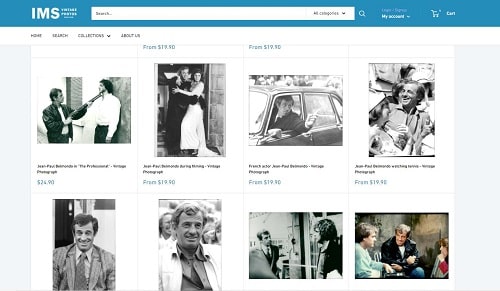 50% de remise sur toutes les photos de IMS Vintage Photos (photos de presse originales.. dont Jean-Paul Belmondo…)