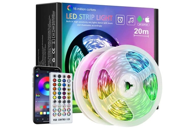 ruban led bluetooth 20 mètres (contrôle via smartphone ou télécommande aonor