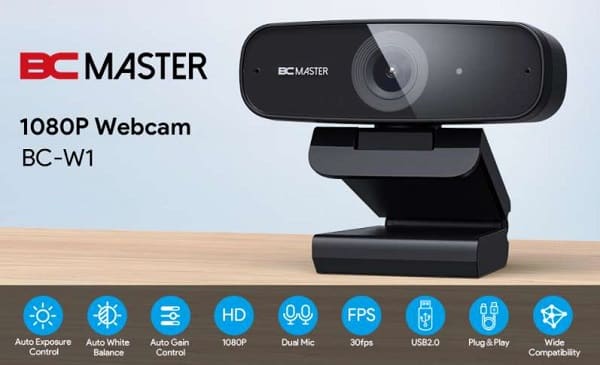 webcam full hd 1080p avec microphones stéréo bcmaster bc w1