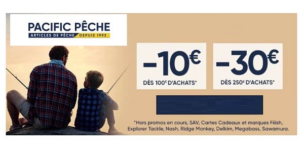 10€ de remise dès 100€ d’achat sur pacific pêche