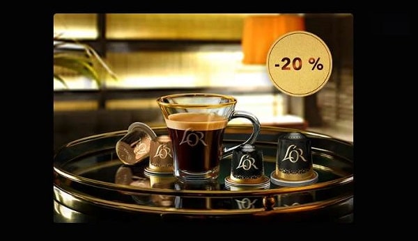 20% de remise sur tous les cafés l’or