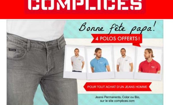 4 polos homme complice gratuits pour l'achat d'un jean homme