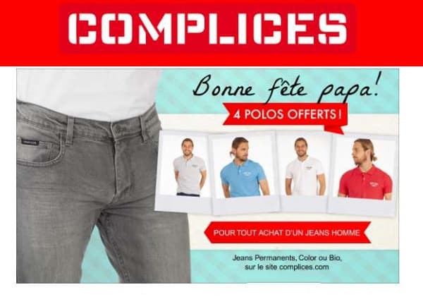 4 polos homme Complice gratuits pour l’achat d’un jean homme (vendus entre 34,99€ et 39,99€)