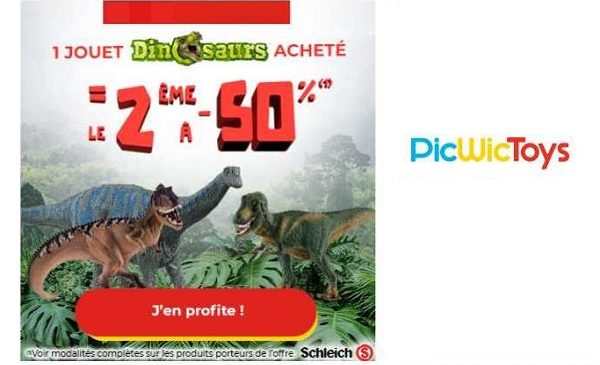 50% de remise immédiate sur la deuxième figurine dinosaurs de schleich