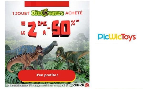 50% de remise immédiate sur la deuxième figurine dinosaurs de schleich