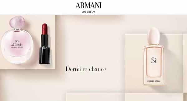 dernière chance armani minimum 30% de remise sur les produits issus des collections passées