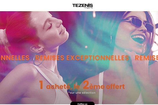 Les remises exceptionnelles Tezenis = un article acheté, le deuxième est offert