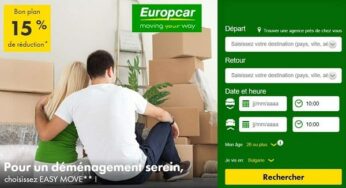 Offre location de véhicule pour déménagement Europcar : 15% de réduction sur la formule Easy Move (300 km inclus)