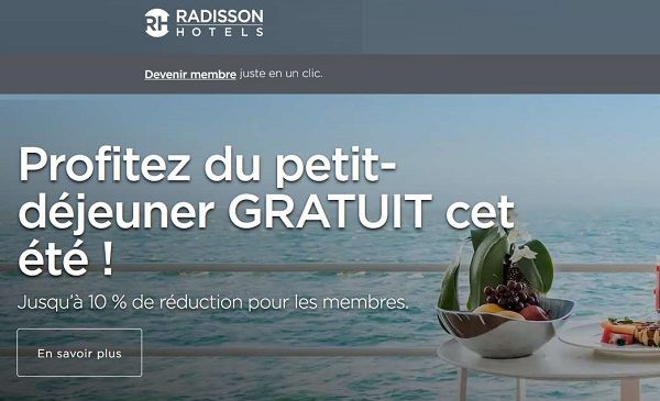 petit déjeuner gratuit lors de vos séjours cet été dans un hôtel radisson