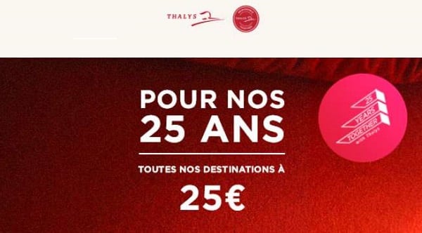 promo 25 ans du thalys toutes les destinations à 25€