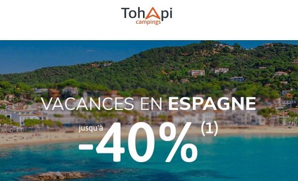 Réduction sur les vacances en camping en Espagne de Tohapi